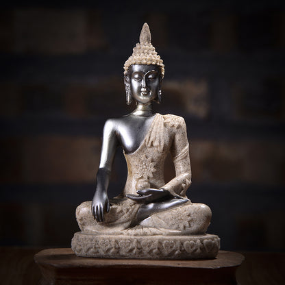 Resin Sandstone Small Sitting Buddha Sculpture