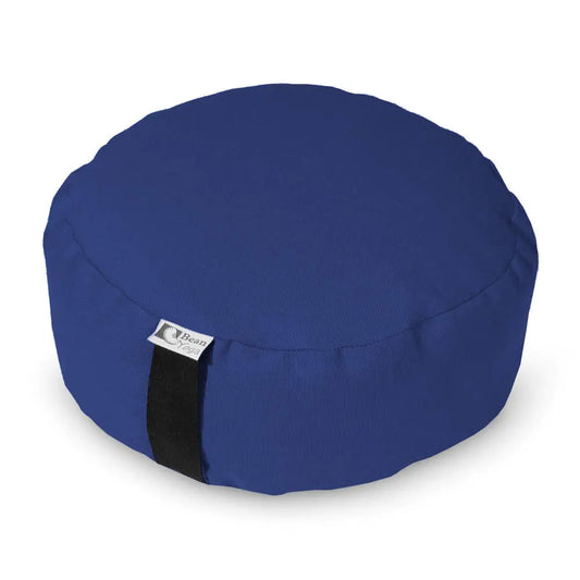 Beans ZAFU - Meditation Floor Cushion - Round Navy Cotton Zen Yoga - Made in USA - Organic Buckwheat Hulls