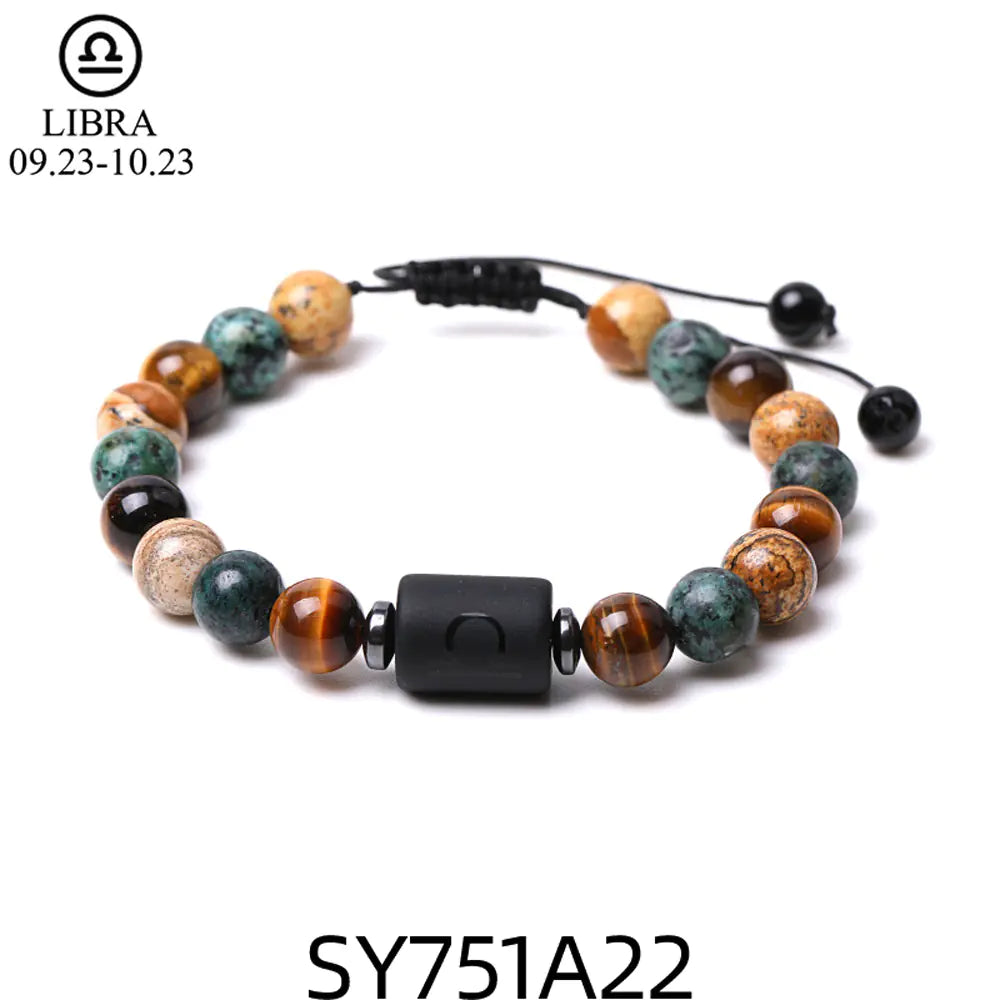 Handcrafted Zodiac Bracelet – Natural Tiger Eye & Agate | Unisex Astrology Jewelry Gift
