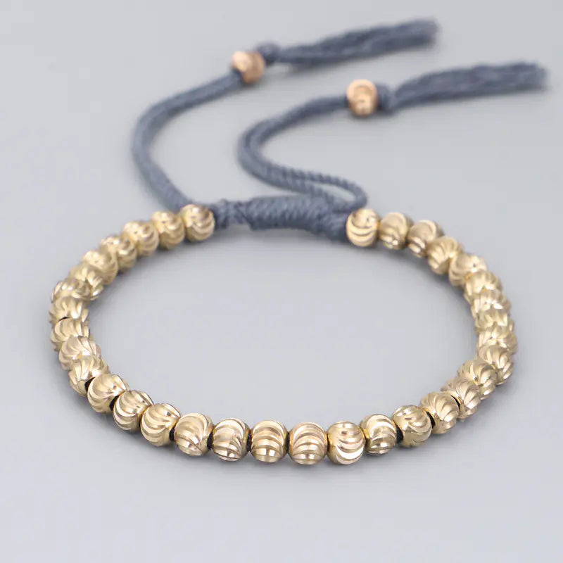Handmade Tibetan Copper Bead Prayer Wheel Bracelet