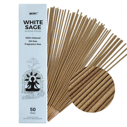 White Sage Incense Sticks — 50 Sticks, 60-Min Burn | 100% Natural & Sustainably Harvested