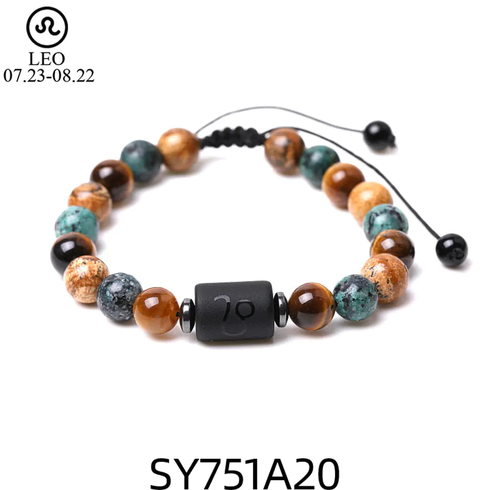 Handcrafted Zodiac Bracelet – Natural Tiger Eye & Agate | Unisex Astrology Jewelry Gift