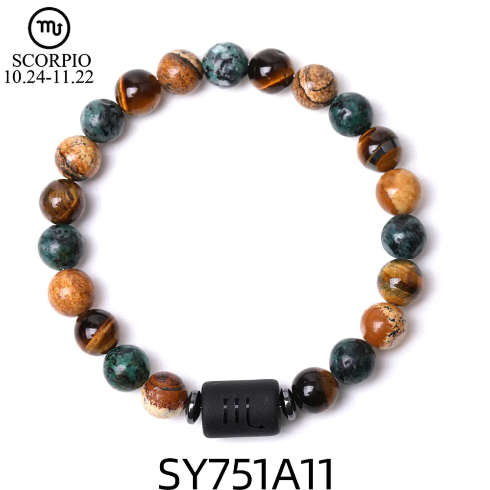 Handcrafted Zodiac Bracelet – Natural Tiger Eye & Agate | Unisex Astrology Jewelry Gift