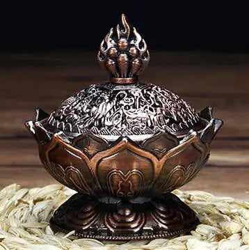 Eight Treasures Lotus Incense Burner — 3 Colors | Zinc Alloy | Meditation & Home Decor