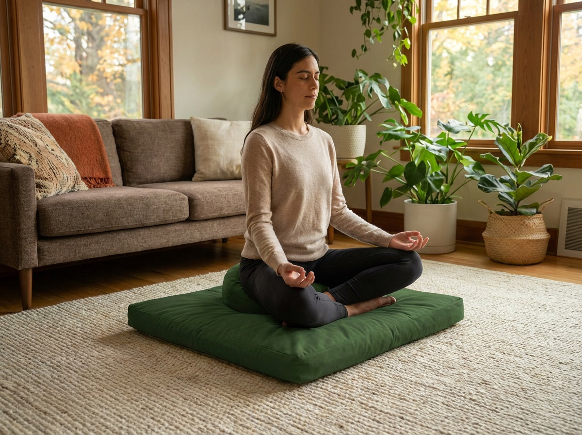 Beans ZAFU + ZABUTON Meditation Set - Buckwheat Filled ZAFU + Cotton Filled ZABUTON