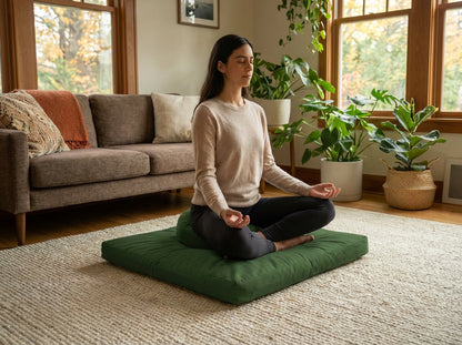 Beans ZAFU + ZABUTON Meditation Set - Buckwheat Filled ZAFU + Cotton Filled ZABUTON