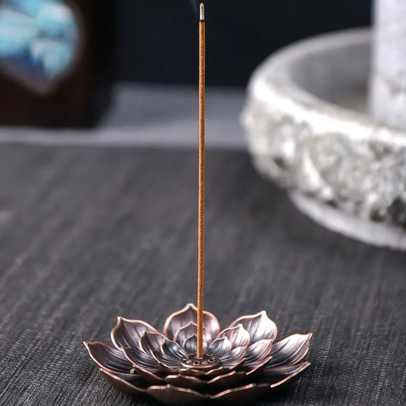 Lotus Incense Holder — Bronze Alloy | Meditation & Aromatherapy Burner