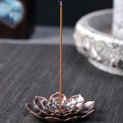 Lotus Incense Holder — Bronze Alloy | Meditation & Aromatherapy Burner