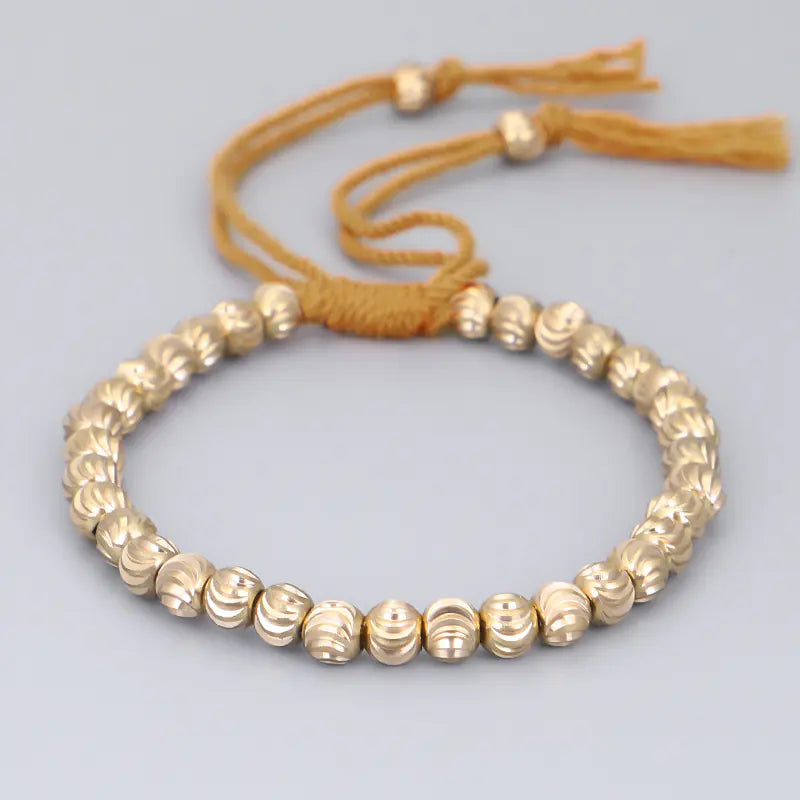 Handmade Tibetan Copper Bead Prayer Wheel Bracelet