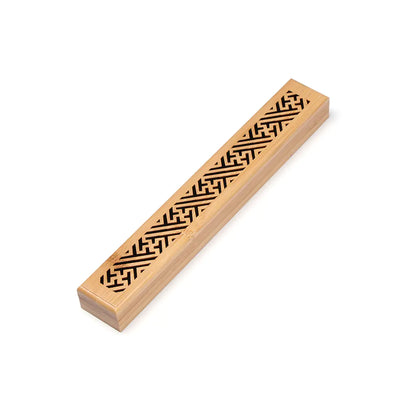 Bamboo Incense Burner & Ash Catcher — 4 Carved Patterns | Minimalist Zen Design